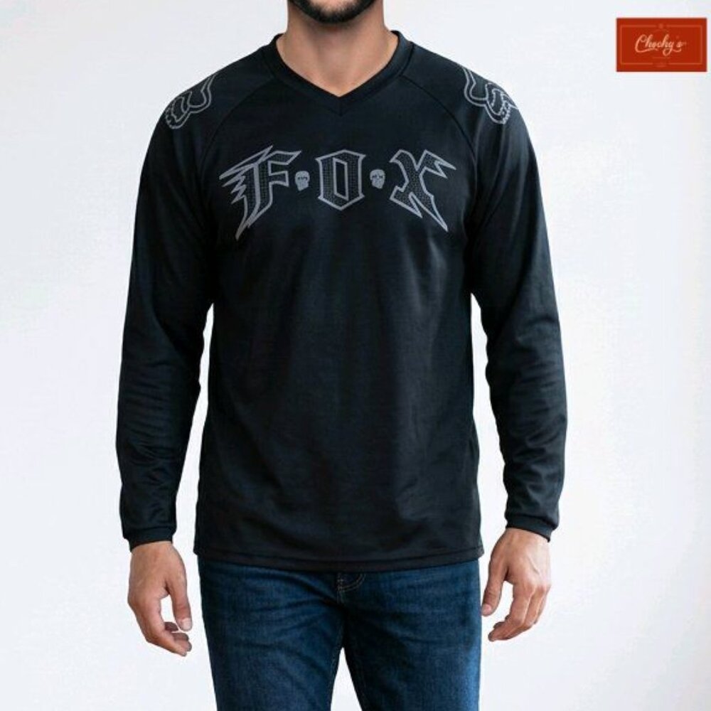FOX Black Long Sleeve Athletic Shirt Performance Tee Men's Size XL(ID73)